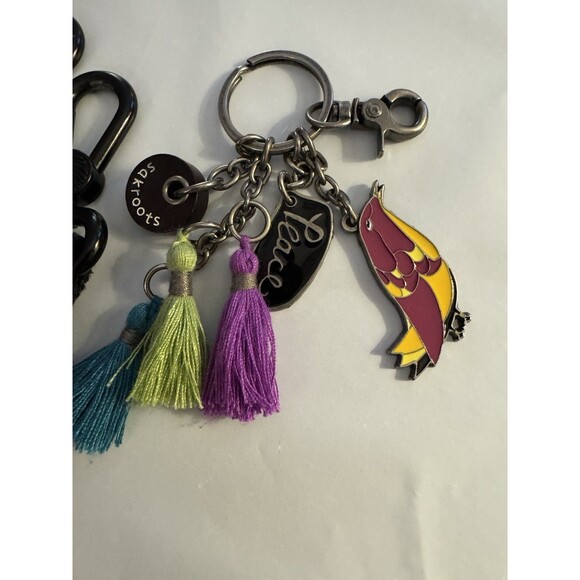 The Sak Sakroots Handbag Yellow/Purp Bird Peace Key Chain Ring Bag Charm Enamel* - Picture 6 of 6